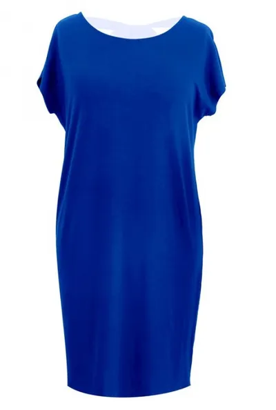 XL-ka Prosta kobaltowa sukienka z kokardą IZABELA