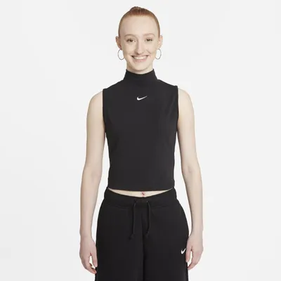 Nike Damska koszulka bez rękawów z półgolfem Nike Sportswear Collection Essentials - Czerń