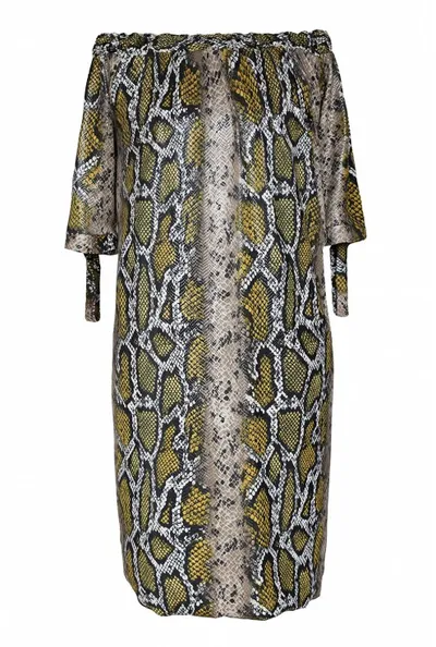 XL-ka Brązowo-złota sukienka z wzorem w skórę węża - MARITA