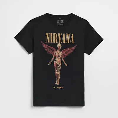 House Koszulka z nadrukiem Nirvana czarna - Czarny