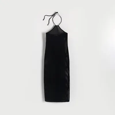 Reserved Sukienka z ażurowej dzianiny - Czarny