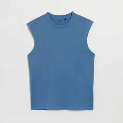House Luźna koszulka bez rękawów Basic niebieska - Niebieski