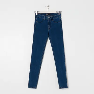 Sinsay Spodnie jeansowe skinny mid waist - Granatowy