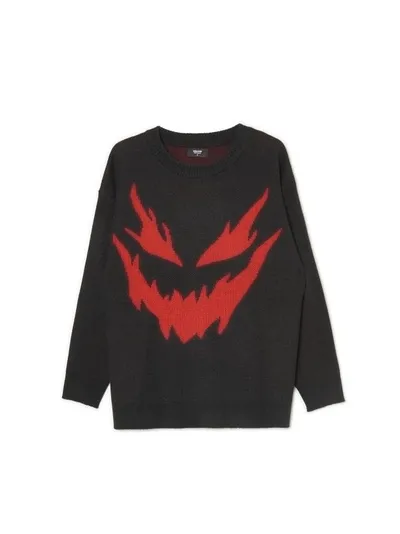 Cropp Czarny sweter z motywem demona