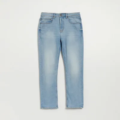 House Jasnoniebieskie jeansy straight fit z przetarciami - Niebieski