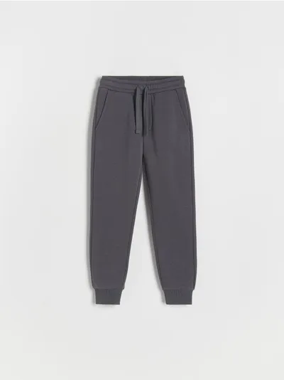 Reserved Spodnie typu jogger, wykonane z gładkiej dzianiny z bawełnął. - ciemnoszary