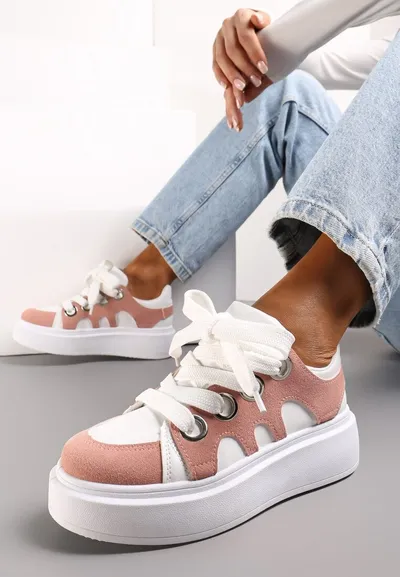 Renee Biało-Różowe Sneakersy na Platformie Schiltes
