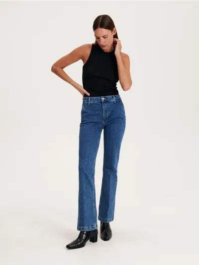 Reserved Jeansy z kolekcji PREMIUM, wykonane z bawełny z domieszką elasycznych włókien. - indigo jeans