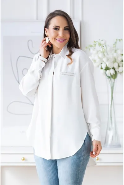 XL-ka Biała koszula z zaokrąglonym dołem - FLAVIA