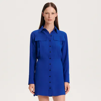 Reserved Koszulowa sukienka mini - Niebieski