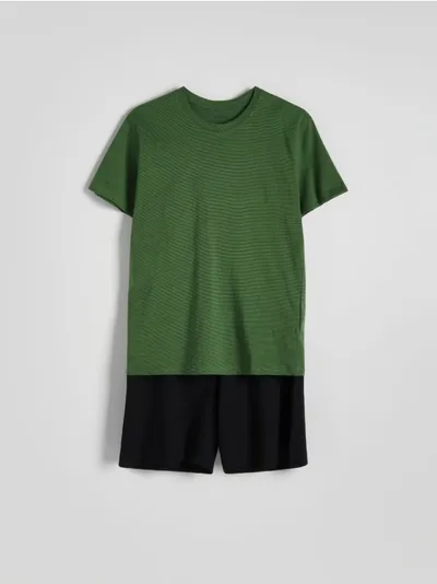 Reserved Dwuczęściowa piżama, wykonana z bawełny. - zielony