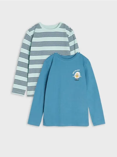 Sinsay Komplet 2 koszulek wykonanych z bawełnianej dzianiny. - niebieski