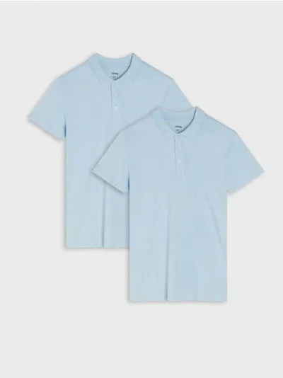 Sinsay Komplet dwóch bawełnianych koszulek polo, wykonanych z bawełnianej dzianiny. - błękitny