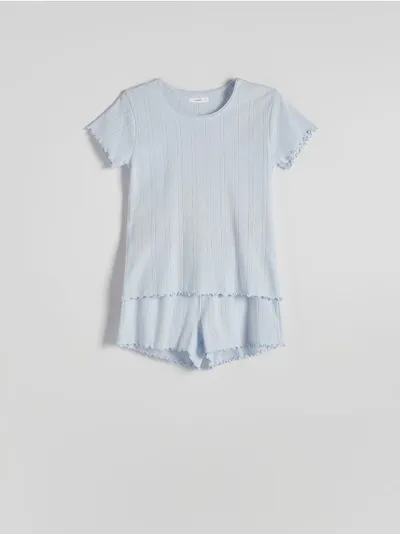 Reserved Dwuczęściowa piżama, uszyta z bawełnianej dzianiny. - jasnoniebieski
