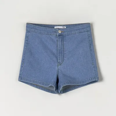 Sinsay Szorty jeansowe high waist - Niebieski