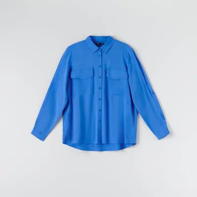 Sinsay Koszula regular z wiskozy - Niebieski