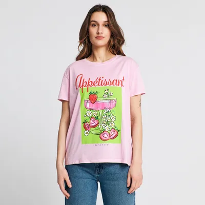 Sinsay Koszulka z nadrukiem - Różowy