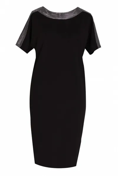 XL-ka Czarna wieczorowa błyszcząca sukienka - MIREIA