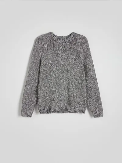 Reserved Sweter o regularnym kroju, wykonany z dzianiny z bawełną. - granatowy