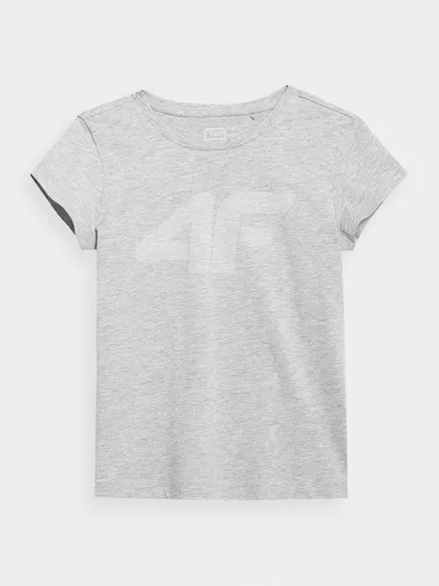 4F T-shirt gładki dziewczęcy