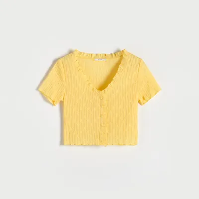Reserved Bluzka z tłoczonym wzorem - Żółty