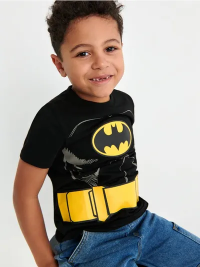 Sinsay Wygodna, bawełniana koszulka z motywem Batmana. - czarny