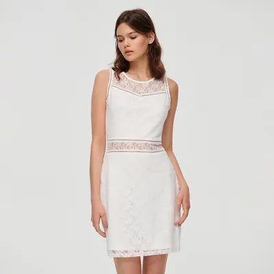 House Koronkowa sukienka mini biała - Kremowy