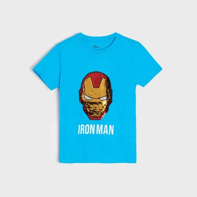 Sinsay Koszulka Iron Man - Turkusowy