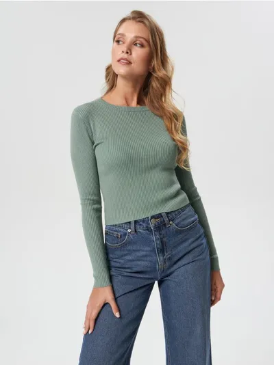 Sinsay Miękki sweter uszyty w 70% z delikatnej dla skóry wiskozy. - zielony