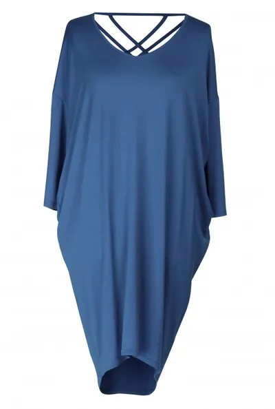 XL-ka Sukienka z paseczkami na plecach ESTHER - kolor jeansowy