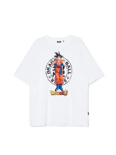 Cropp Biały t-shirt z nadrukiem Dragon Ball