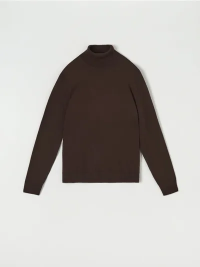 Sinsay Dopasowany sweter z golfem uszyty z bawełny z domieszką wytrzymałego materiału. - brązowy