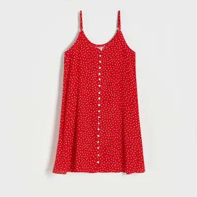 Reserved Wzorzysta sukienka z wiskozy - Czerwony
