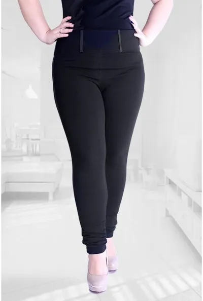 XL-ka POLSKIE czarne legginsy plus size z wysmuklającym paskiem – WYSOKI STAN ALICE
