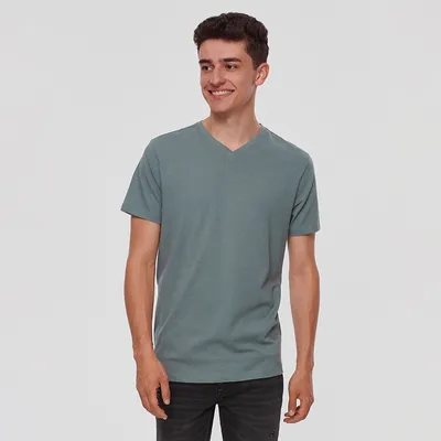 House Gładka koszulka Basic szałwiowa - Zielony