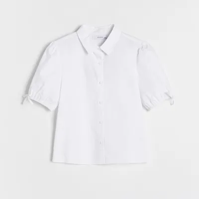 Reserved Koszula z dekoracyjnymi rękawami - Biały