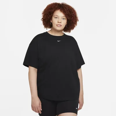 Nike Damska koszulka z krótkim rękawem o kroju oversize Nike Sportswear Essential (duże rozmiary) - Czerń