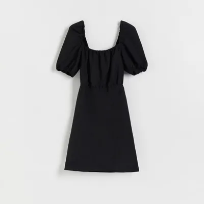 Reserved Sukienka z bufiastymi rękawami - Czarny