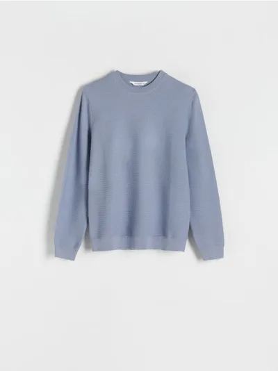 Reserved Sweter o regularnym kroju, wykonany z bawełnianej dzianiny z lyocellem. - jasnoniebieski