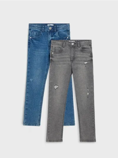 Sinsay Zestaw dwóch par jeansów wykonanych z bawełnianej tkaniny. - niebieski