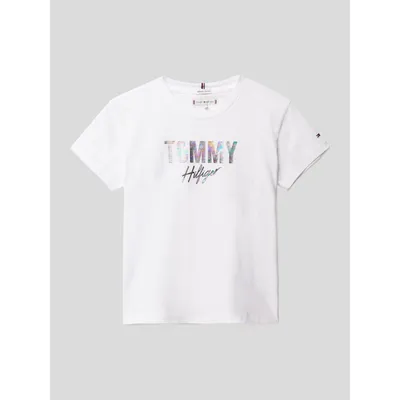 Tommy Hilfiger Tommy Hilfiger Teens T-shirt z bawełny ekologicznej z nadrukiem z logo