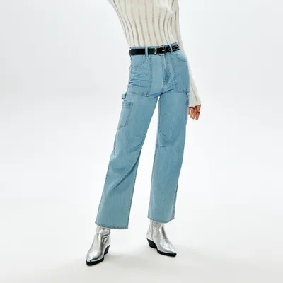 Jeansy wide leg high waist - Niebieski