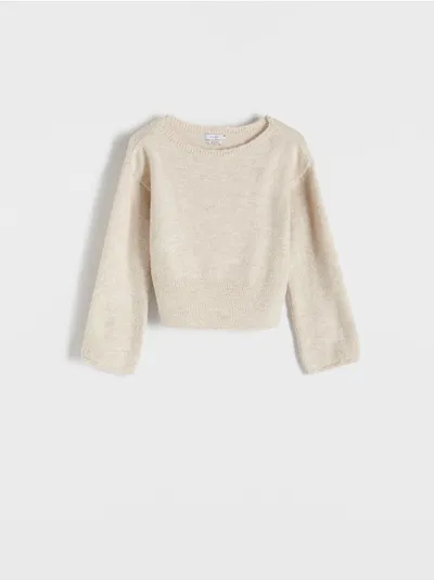 Reserved Sweter o regularnym fasonie, wykonany z gładkiej dzianiny. - kremowy