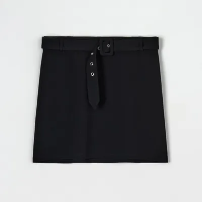 Sinsay Spódnica mini z paskiem - Czarny