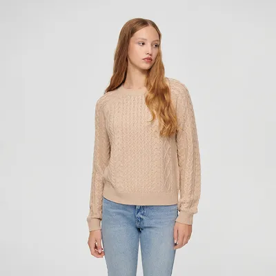 House Beżowy sweter z warkoczowym splotem - Beżowy