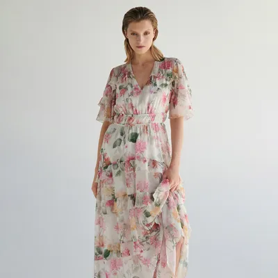 Reserved Sukienka maxi w kwiatowy print - Wielobarwny