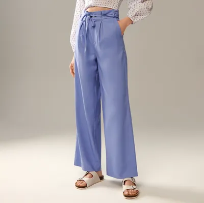 Sinsay Spodnie z dodatkiem lnu - Niebieski