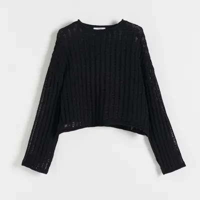 Reserved Ażurowy sweter - Czarny