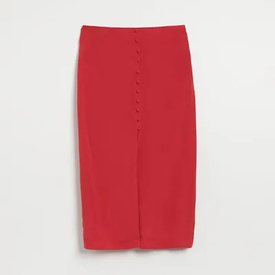 House Czerwona spódnica midi z wiskozy - Czerwony