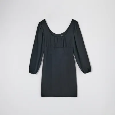Sinsay Sukienka mini z bufiastymi rękawami - Czarny